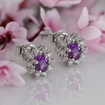 Diamantøredobber i gull med 0,18 ct TW-Si og ametyst - COC0390