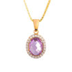 Smykke Rosett med ametyst og zirkonia i gult gull 14 kt - 27358