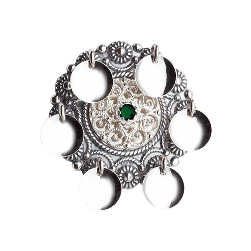 Sølje, oksidert m. grøn stein - 106208