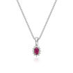Diamantsmykke rosett i gull med 0,034 ct W-Si og rubin - 27228