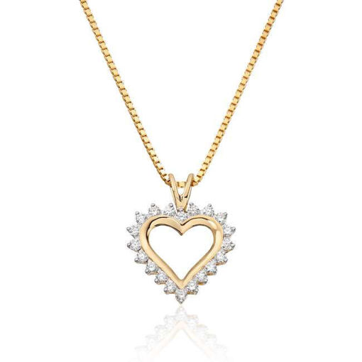 Diamantsmykke hjerte 0.26ct WSI diamanter i gult gull - 27416