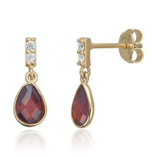 Gulløredobber i gult gull 14 kt med granat og zirkonia - 47590