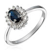Diamantring Rosett i hvitt gull med safir og 0,16ct W-SI - 57286