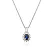 Diamantsmykke Rosett med 0,14ct WSI og safir i hvitt gull 14 kt - 27224