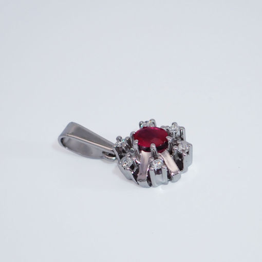 Diamantsmykke med 0,06 ct W-Si og rubin - Bur270158
