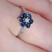 Diamantring med safir og diamanter 0,03 ct W-Si - bur615212s