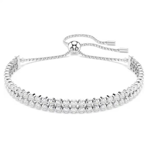 Swarovski armbånd Matrix Tennis bracelet Round cut, White, Rhodium plated - 5678252
