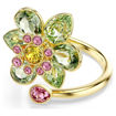 Swarovski Idyllia open ring Mixed cuts, Flower, Green, Gold-tone plated - 5721596