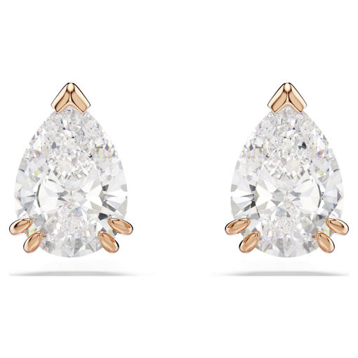 Swarovski øredobber Stilla stud earrings Pear cut, White, Rose gold-tone plated - 5734248