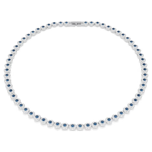 Swarovski collier Una Angelic Tennis necklace Round cut, Blue, Rhodium plated - 5733402