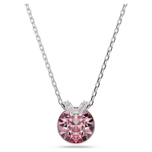 Swarovski smykke Bella V pendant Round cut, Pink, Rhodium plated - 5734230