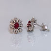 Diamantøredobber i gull 14kt med 0,12 ct W-SI og rubin - 27012