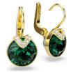 Swarovski øredobber Bella V drop earrings Round cut, Green, Gold-tone plated - 5735389