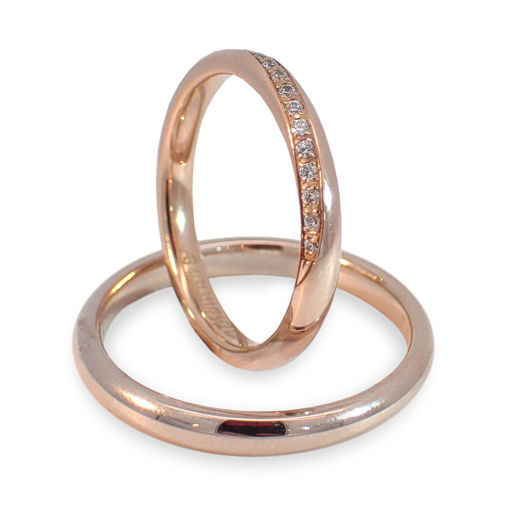 Gifteringer i nøttefarget gull 14 kt, 3 mm & 2.5 mm med 19 diam. GERSTNER - 31311