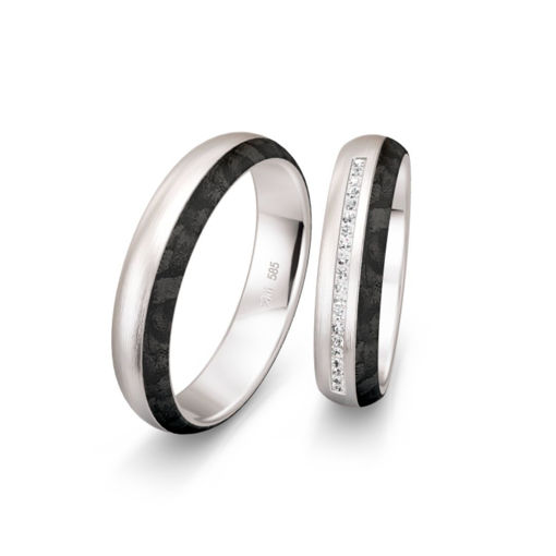 Gifteringer med carbon, diam. 0.110 ct, 5 mm. Carbon - 4981456