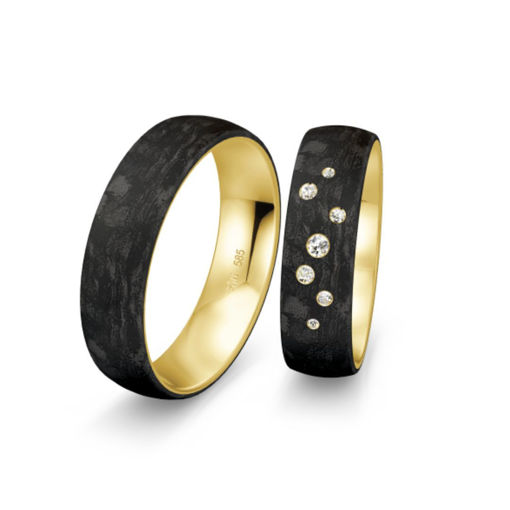 Gifteringer med carbon, diam. 0.091 ct, 6 mm. Carbon - 4981452