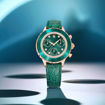 Swarovski klokke Octea Chrono watch Swiss Made, Leather strap, Green, Rose gold-tone finish - 5672931