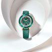Swarovski klokke Octea Chrono watch Swiss Made, Leather strap, Green, Rose gold-tone finish - 5672931