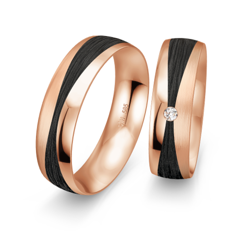 Gifteringer med carbon, diam. 0.040 ct, 6 mm. Carbon - 4981462