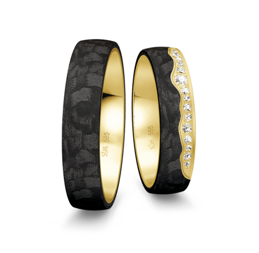 Gifteringer med carbon, diam. 0.153 ct, 5 mm. Carbon - 4981464