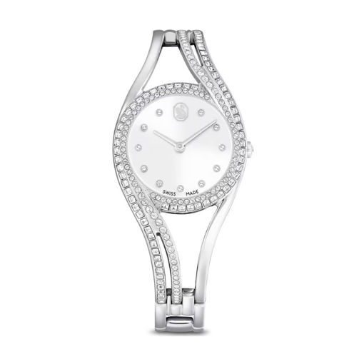 Swarovski klokke Hyperbola bangle watch Swiss Made, Metal bracelet, Silver tone, Stainless steel - 5689432