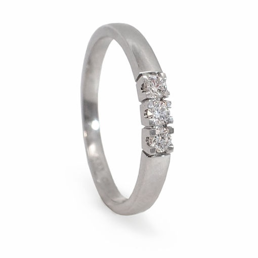 Alliansering i hvitt gull med tre diamanter - 8503050