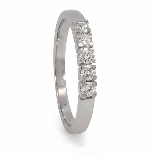 =Iselin alliansering i hvitt gull med 5 diamanter - 8505050
