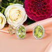 Diamant øredobber i gull 14 kt med 0,27 ct  WSI og peridot - 47395