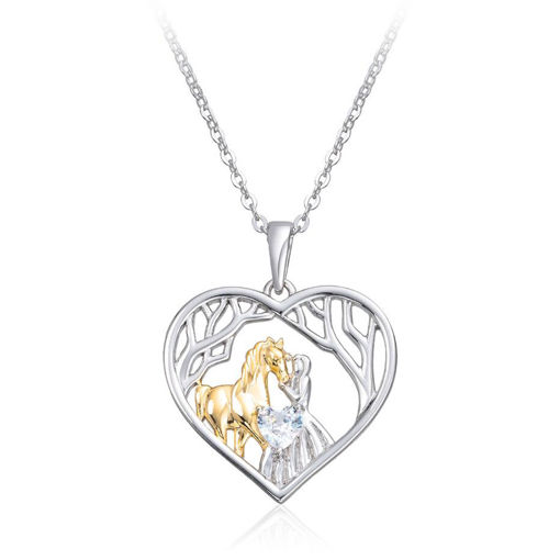 Smykke hjerte i sølv rhodinert og forgylt med zirkonia - 3050042