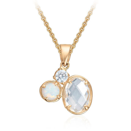 Smykke i gult gull 14 kt med syntetisk Opal - 27605