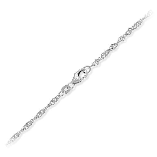 Kjede Singapore i hvitt gull, 2,2 mm /42 cm - 18HV2242