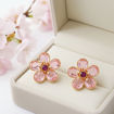 Florere stud earrings Flower, Pink, Gold-tone plated - 5656635