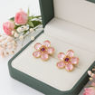 Florere stud earrings Flower, Pink, Gold-tone plated - 5656635