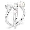 Swarovski Matrix cocktail ring Crystal pearl, Round cut, White, Rhodium plated - 5714378