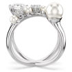 Swarovski Matrix cocktail ring Crystal pearl, Round cut, White, Rhodium plated - 5714378