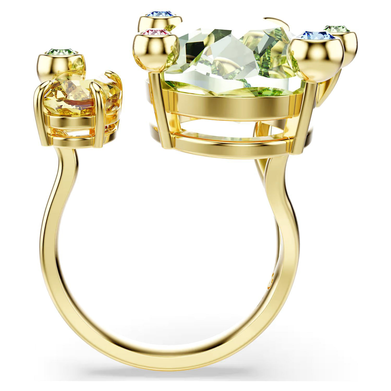 Swarovski Gema open ring Mixed cuts, Multicolored, Gold-tone plated ...