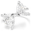 Swarovski Mesmera open ring Heart cut, Pavé, White, Rhodium plated