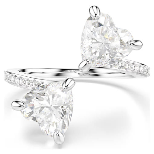 Swarovski Mesmera open ring Heart cut, Pavé, White, Rhodium plated