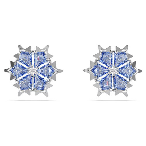 Swarovski Magic stud earrings Snowflake, Blue, Rhodium plated - 5734242