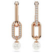 Swarovski øredobber Constella drop earrings Crystal pearl, Round cut, White, Rose gold-tone plated - 5728585