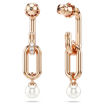 Swarovski øredobber Constella drop earrings Crystal pearl, Round cut, White, Rose gold-tone plated - 5728585