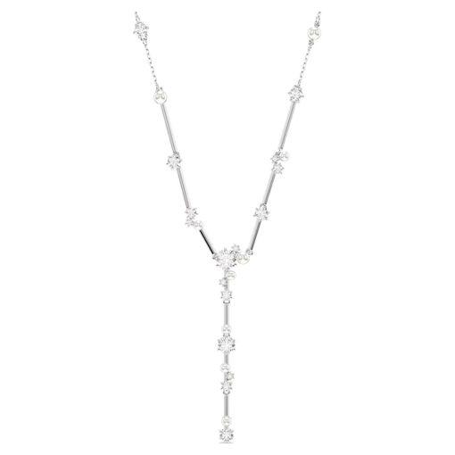 Swarovski collier Constella Y necklace Crystal pearl, Round cuts, White, Rhodium plated - 5711830