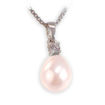 Sølvsmykke med ferskvannsperle, zirkonia og sølv kjede - 3324584