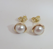 Øredobber i gult gull 14kt med ferskvannperler - Bur711184