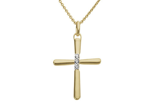 Kors i gull 14kt med 0,015ct  W-P - Bur310614