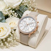 Swarovski klokke Matrix Tennis Chrono watch, Swiss Made, Leather strap, Beige, Rose gold-tone finish - 5702849