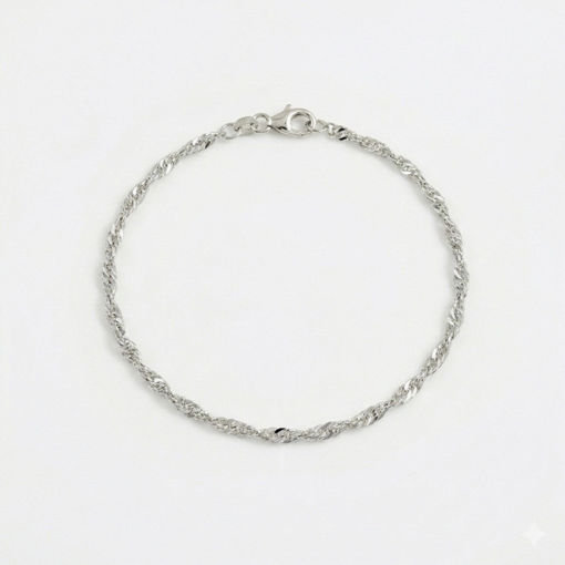 Armbånd gull. SINGAPORE mønster i hvitt gull 14 kt, 18 cm/2,2 mm - 18HV2218