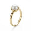 Gullring i 14 kt gult gull med ferskvannperle - BUR511011
