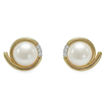 Øredobber i gult gull med ferskvannsperler og diamanter 0,16 W-Si - Bur720691