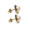 Øredobber i gult gull med ferskvannsperler og diamanter 0,16 W-Si - Bur720691